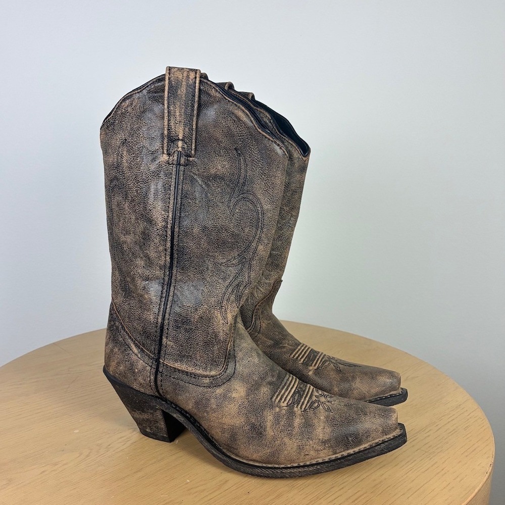 Roper Distressed Leather Western Snip Toe Cowboy Boots Women's 8.5W Cowgirl Boho
